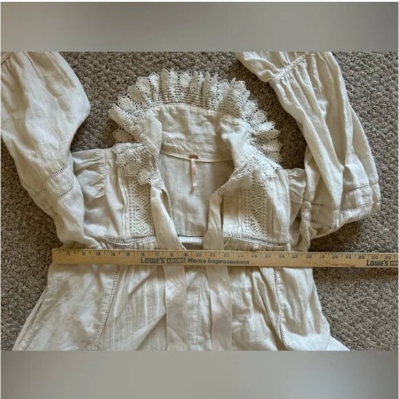 Free People 5 O'clock Tea Time Mini Dress Ivory Color Cotton size XS - Picture 10 of 11